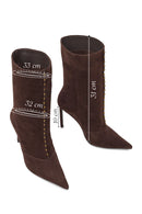 Woman Brown Short Thin-Heeled Suede Short Boots | Derimod Woman Brown Short Thin-Heeled Suede Short Boots | Derimod