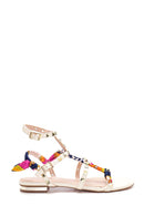 Women's Ecru Flat Sandals | Derimod Women's Ecru Flat Sandals | Derimod