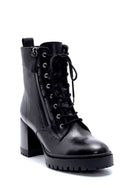 Women's Leather Zipper Detailed Heeled Boots | Derimod Women's Leather Zipper Detailed Heeled Boots | Derimod