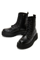 Women's Black Thick Soled Leather Boots | Derimod Women's Black Thick Soled Leather Boots | Derimod