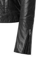 Cherie Women's Black Short Leather Coat | Derimod Cherie Women's Black Short Leather Coat | Derimod