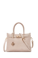 Woman Beige Long Strap Printed Shoulder Bag | Derimod Woman Beige Long Strap Printed Shoulder Bag | Derimod