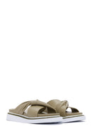 Women's Green Leather Comfort Slippers | Derimod Women's Green Leather Comfort Slippers | Derimod