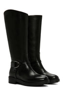 Women's Black Zippered Leather Boots | Derimod Women's Black Zippered Leather Boots | Derimod