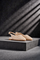 Women's Beige Open Back Patterned Ballerinas | Derimod Women's Beige Open Back Patterned Ballerinas | Derimod