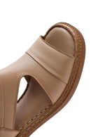 Women's Camel Ankle Strap Thick Heel Leather Sandals | Derimod Women's Camel Ankle Strap Thick Heel Leather Sandals | Derimod