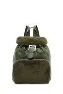 Women's Khaki Plush Detailed Backpack | Derimod Women's Khaki Plush Detailed Backpack | Derimod