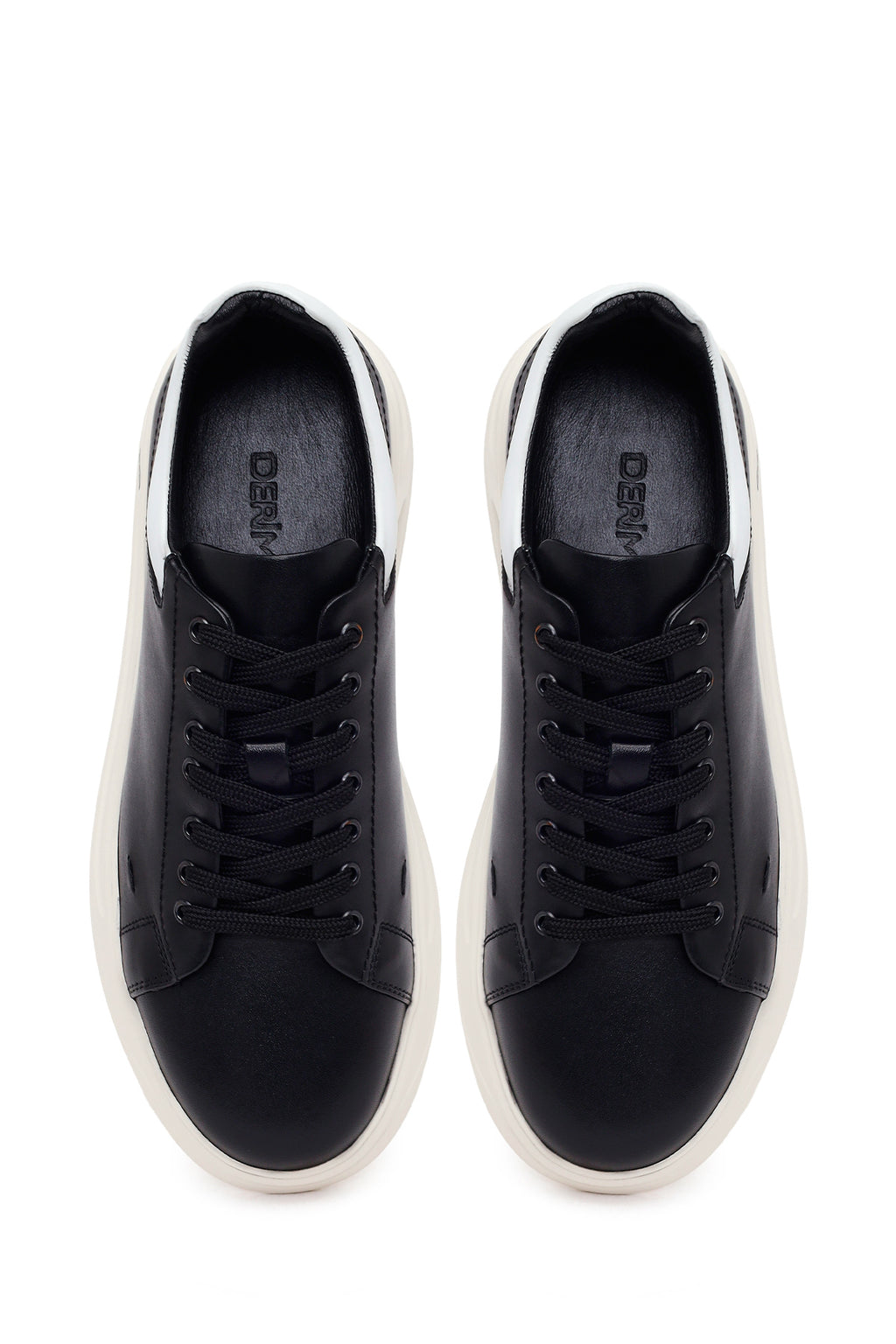 Erkek Siyah Bağcıklı Deri Sneaker