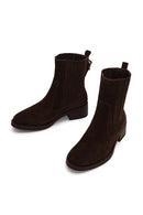 Woman Brown Buckled Suede Chelsea Boots | Derimod Woman Brown Buckled Suede Chelsea Boots | Derimod