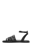 Women's Black Ankle Strap Leather Bodrum Sandals | Derimod Women's Black Ankle Strap Leather Bodrum Sandals | Derimod