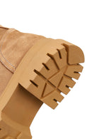 Women's Camel Zippered Thick-Soled Nubuck Leather Ankle Boots | Derimod Women's Camel Zippered Thick-Soled Nubuck Leather Ankle Boots | Derimod