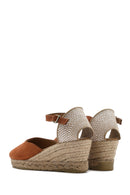 Women's Orange Ankle Strap Wedge Heel Suede Leather Espadrilles | Derimod Women's Orange Ankle Strap Wedge Heel Suede Leather Espadrilles | Derimod