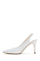 Women's White Leather Heeled Shoes | Derimod Women's White Leather Heeled Shoes | Derimod