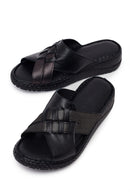 Woman Black Wedge Comfort Slipper | Derimod Woman Black Wedge Comfort Slipper | Derimod