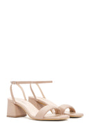 Women's Beige Ankle Strap Chunky Heel Sandals | Derimod Women's Beige Ankle Strap Chunky Heel Sandals | Derimod
