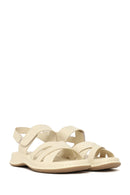 Woman Cream Strap Thick-Soled Comfort Sandal | Derimod Woman Cream Strap Thick-Soled Comfort Sandal | Derimod