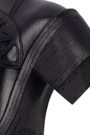 Woman Black Zip Closure Leather Cowboy Boots | Derimod Woman Black Zip Closure Leather Cowboy Boots | Derimod