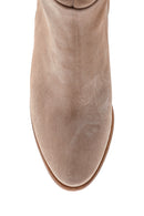 Women's Leather Suede Casual Heeled Boots | Derimod Women's Leather Suede Casual Heeled Boots | Derimod