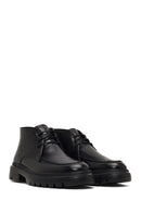 Men's Black Lace-Up Thick-Soled Leather Casual Boot | Derimod Men's Black Lace-Up Thick-Soled Leather Casual Boot | Derimod