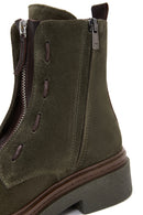 Women's Green Zippered Suede Leather Boots | Derimod Women's Green Zippered Suede Leather Boots | Derimod