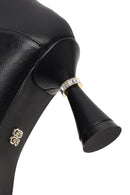 Women's Black Zippered Stone Detailed Heeled Boot | Derimod Women's Black Zippered Stone Detailed Heeled Boot | Derimod