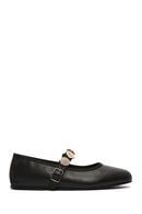 Women's Black Buckle Leather Ballerinas | Derimod Women's Black Buckle Leather Ballerinas | Derimod