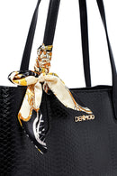 Women's Black Patterned Classic Handbag | Derimod Women's Black Patterned Classic Handbag | Derimod