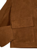 Trix Woman Brown Oversize Suede Leather Jacket | Derimod Trix Woman Brown Oversize Suede Leather Jacket | Derimod