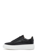 Men's Black Lace-up Thick-Sole Leather Sneaker | Derimod Men's Black Lace-up Thick-Sole Leather Sneaker | Derimod