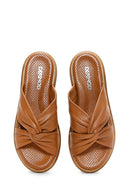Women's Tan Leather Comfort Slippers | Derimod Women's Tan Leather Comfort Slippers | Derimod