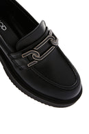 Kadın Siyah Tokalı Kalın Tabanlı Deri Maskülen Loafer | Derimod Kadın Siyah Tokalı Kalın Tabanlı Deri Maskülen Loafer | Derimod