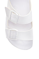 Women's White Double Buckle Slippers | Derimod Women's White Double Buckle Slippers | Derimod