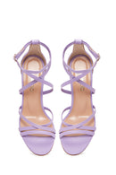 Women's Lilac Leather Heeled Sandals | Derimod Women's Lilac Leather Heeled Sandals | Derimod