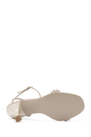 Women's Beige Ankle Buckle Stoned Thin Heel Sandals | Derimod Women's Beige Ankle Buckle Stoned Thin Heel Sandals | Derimod