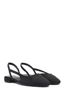 Women's Black Open Back Stoned Ballerinas | Derimod Women's Black Open Back Stoned Ballerinas | Derimod