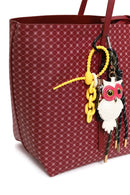 Woman Burgundy Accessory-Detail Printed Shoulder Bag | Derimod Woman Burgundy Accessory-Detail Printed Shoulder Bag | Derimod