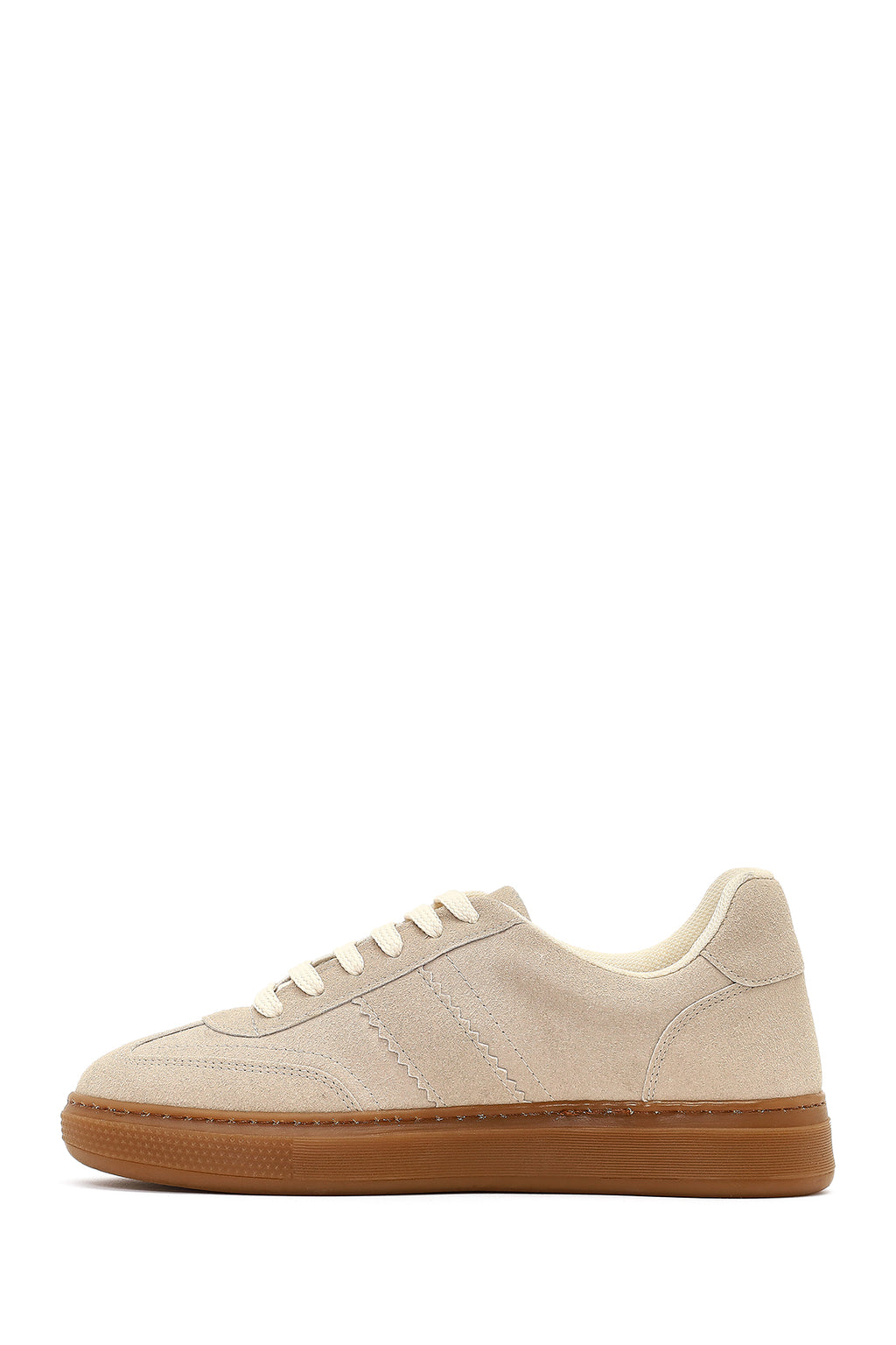 Kadın Bej Bağcıklı Süet Sneaker
