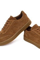 Kadın Taba Bağcıklı Kalın Tabanlı Süet Deri Sneaker | Derimod Kadın Taba Bağcıklı Kalın Tabanlı Süet Deri Sneaker | Derimod