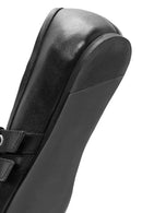 Women's Black Belted Leather Ballerina | Derimod Women's Black Belted Leather Ballerina | Derimod