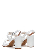 Women's White Thick Heeled Sandals | Derimod Women's White Thick Heeled Sandals | Derimod