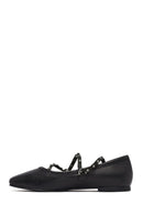 Women's Black Buckled Leather Ballet Flat | Derimod Women's Black Buckled Leather Ballet Flat | Derimod
