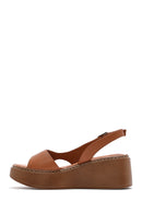 Women's Brown Thick Soled Leather Comfort Sandals | Derimod Women's Brown Thick Soled Leather Comfort Sandals | Derimod