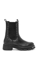 Women's Black Stone Detailed Leather Chelsea Boots | Derimod Women's Black Stone Detailed Leather Chelsea Boots | Derimod