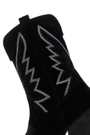 Women's Black Stone Leather Cowboy Boots | Derimod Women's Black Stone Leather Cowboy Boots | Derimod