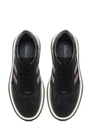 Kadın Siyah Bağcıklı Kalın Tabanlı Deri Sneaker | Derimod Kadın Siyah Bağcıklı Kalın Tabanlı Deri Sneaker | Derimod