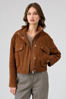 Anita Women's Brown Oversize Short Suede Leather Jacket | Derimod Anita Women's Brown Oversize Short Suede Leather Jacket | Derimod