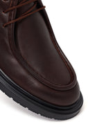 Male Brown Lace-up Zip Closure Leather Casual Boots | Derimod Male Brown Lace-up Zip Closure Leather Casual Boots | Derimod