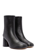Women's Black Zippered Thick Heeled Leather Boots | Derimod Women's Black Zippered Thick Heeled Leather Boots | Derimod