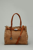Tan Women's Shoulder Bag with Staple Detail | Derimod Tan Women's Shoulder Bag with Staple Detail | Derimod