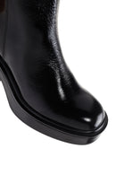 Women's Black Patent Leather Zippered Casual Heeled Boots | Derimod Women's Black Patent Leather Zippered Casual Heeled Boots | Derimod